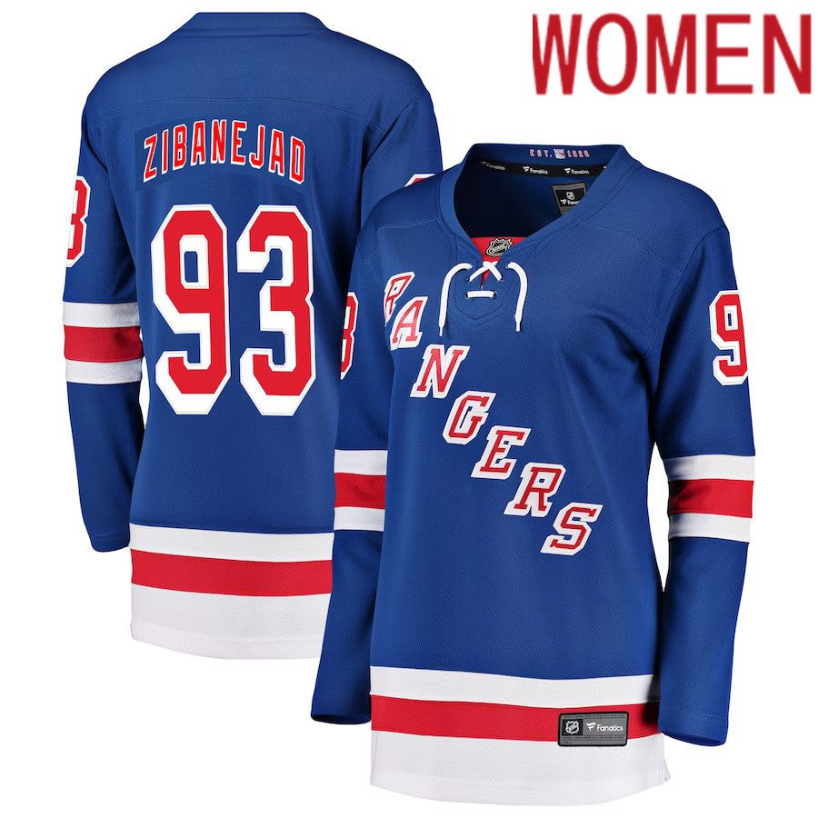 Women New York Rangers #93 Mika Zibanejad Fanatics Branded Blue Breakaway Player NHL Jersey
